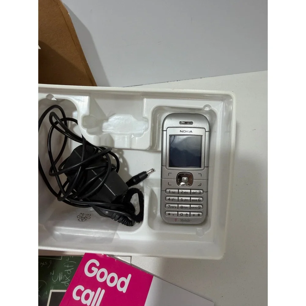Nokia 6030 T-Mobile To Go Prepaid Silver Cell Phone Vintage Boxed Kit 2007